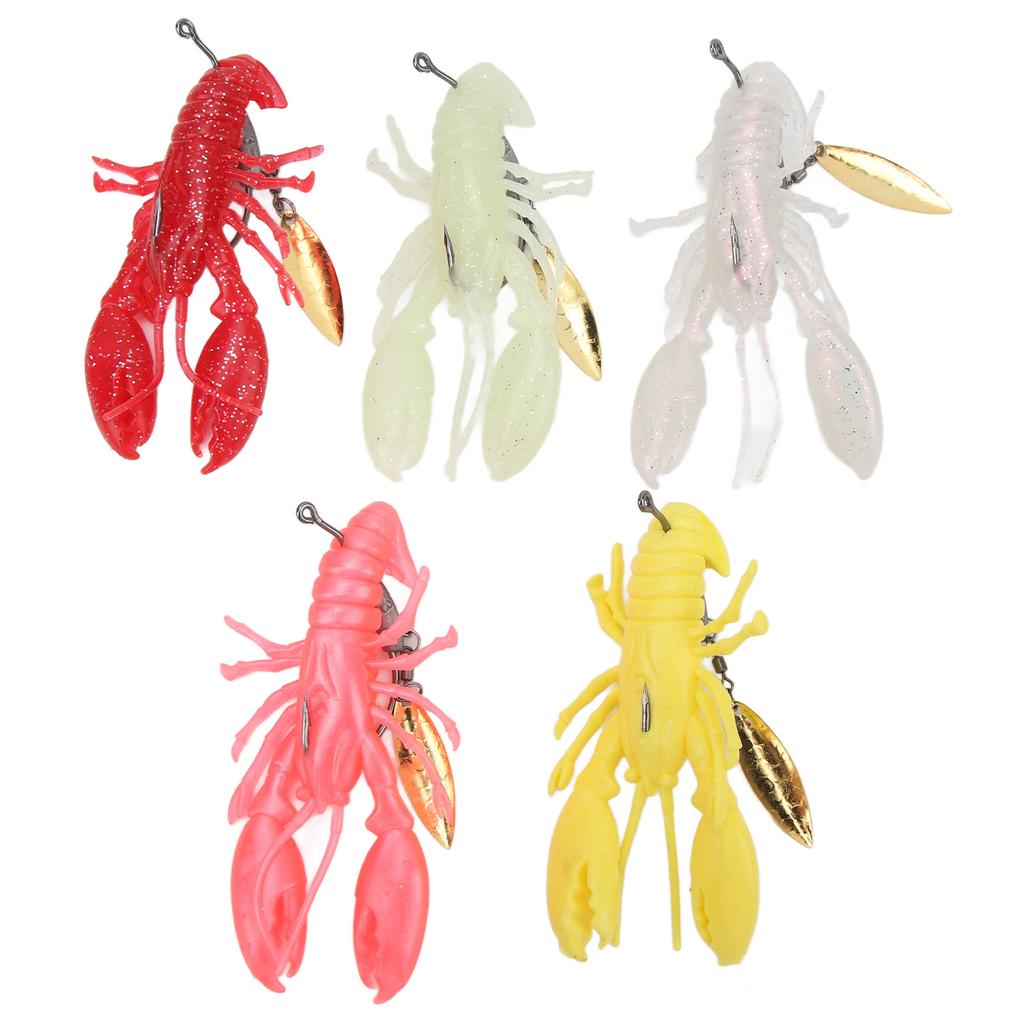 5PCS Shrimp Silicone Fishing Lures 9cm 12.5g Hollow Floating Multi Color Realistic Soft Baits for Freshwater Saltwater