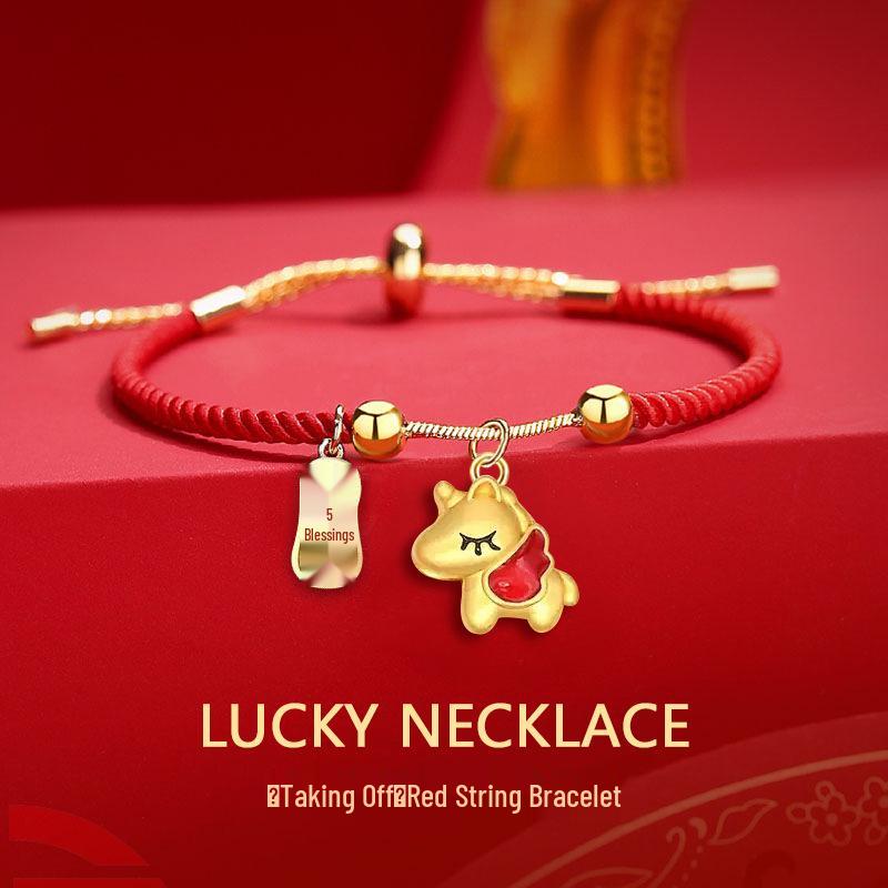 Chinese Zodiac Year of the Horse Red Rope Bracelet – Auspicious New Year Blessing, Fashionable, Retro, Adjustable