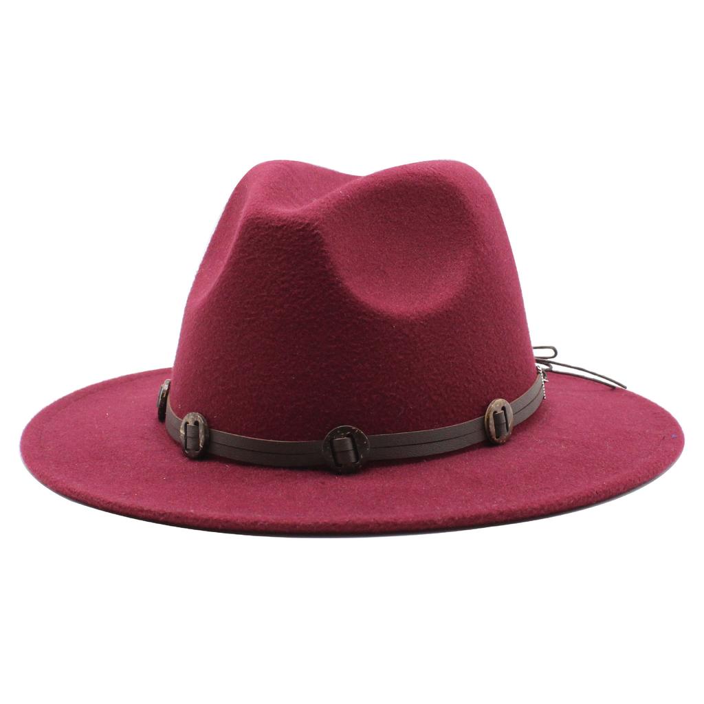 Woolen Top Hat Retro Flat-Brimmed Big Eaves Hat Minority Style Jazz Hat
