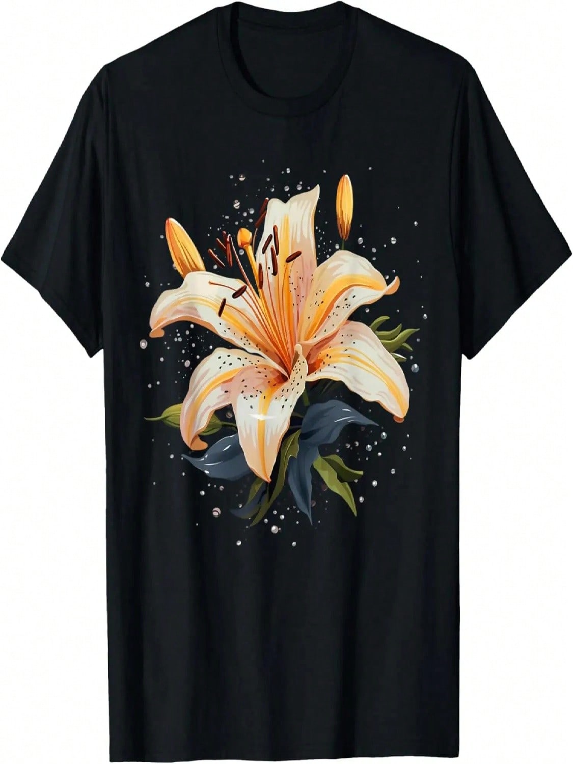 Shattered Lily Flower With Lily Petals T-Shirt S