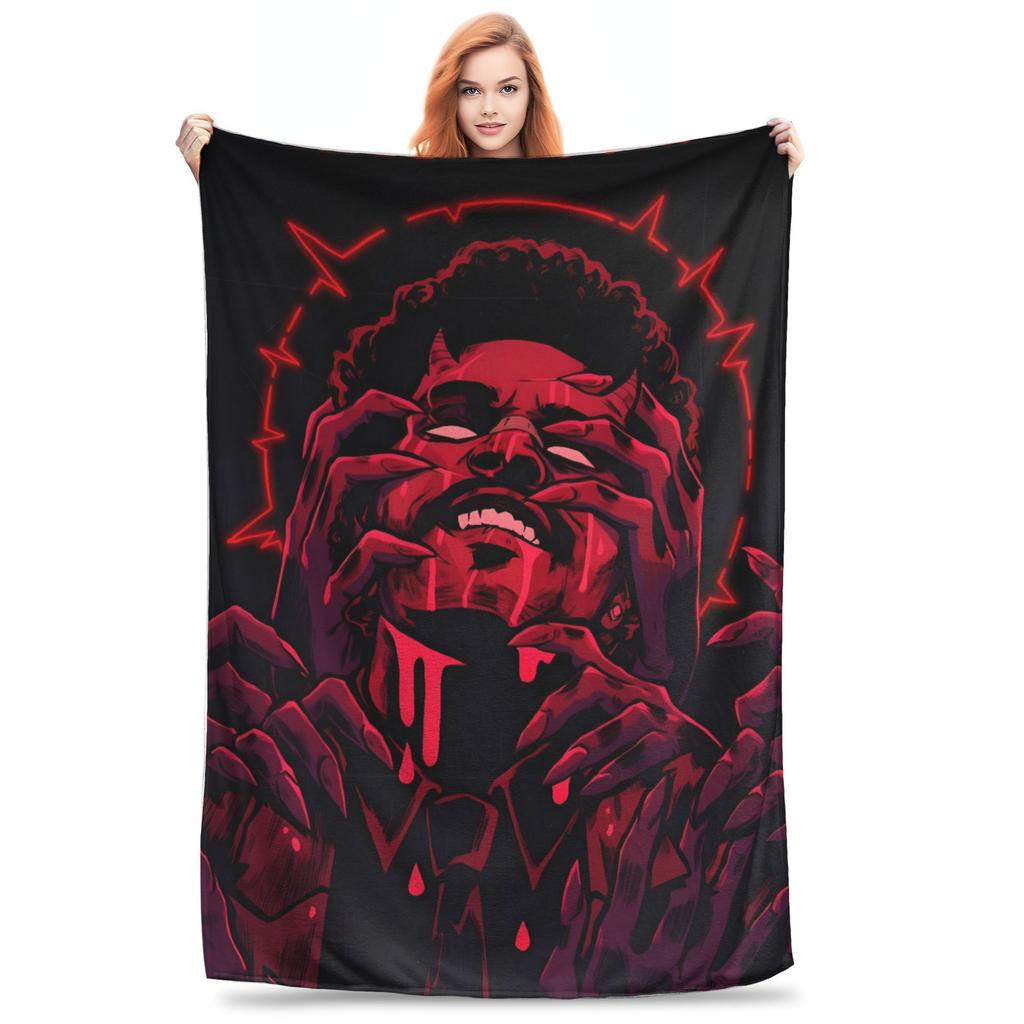 The Weeknds Rapper Singer Warm Blanket  Picnic Plush Bedding Throws Aesthetic Couch Chair Flannel Bedspread Sofa Bed Cover