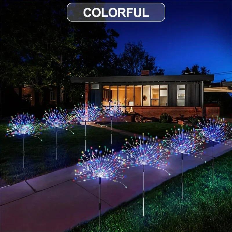 Christmas Solar-powered Firework Lights Garden Landscape Lighting Outdoor Decorative Lights 60/90/120 LED Lawn Lights for Garden and Pathway