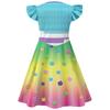 26255 Kids Girls Gabby Printed Ruffle Dress Pants Bag Set Outfit Halloween Cosplay Costumes