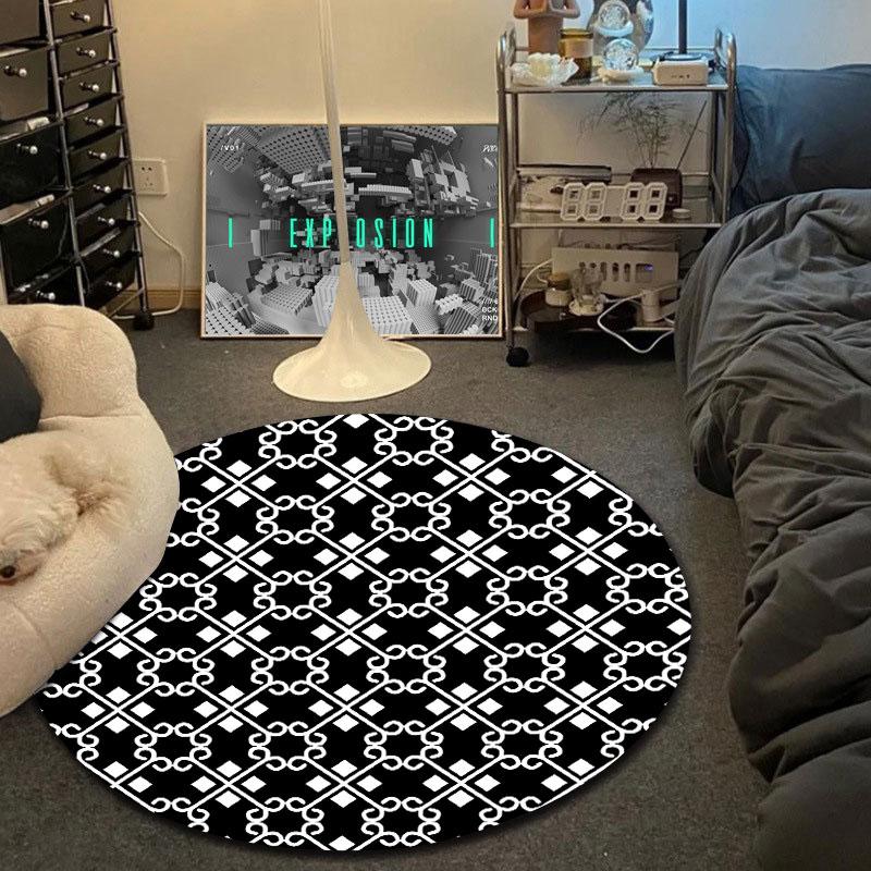 Trendy Round Butterfly Multicolor Carpet, Non-Slip Floor Mat for Entryway