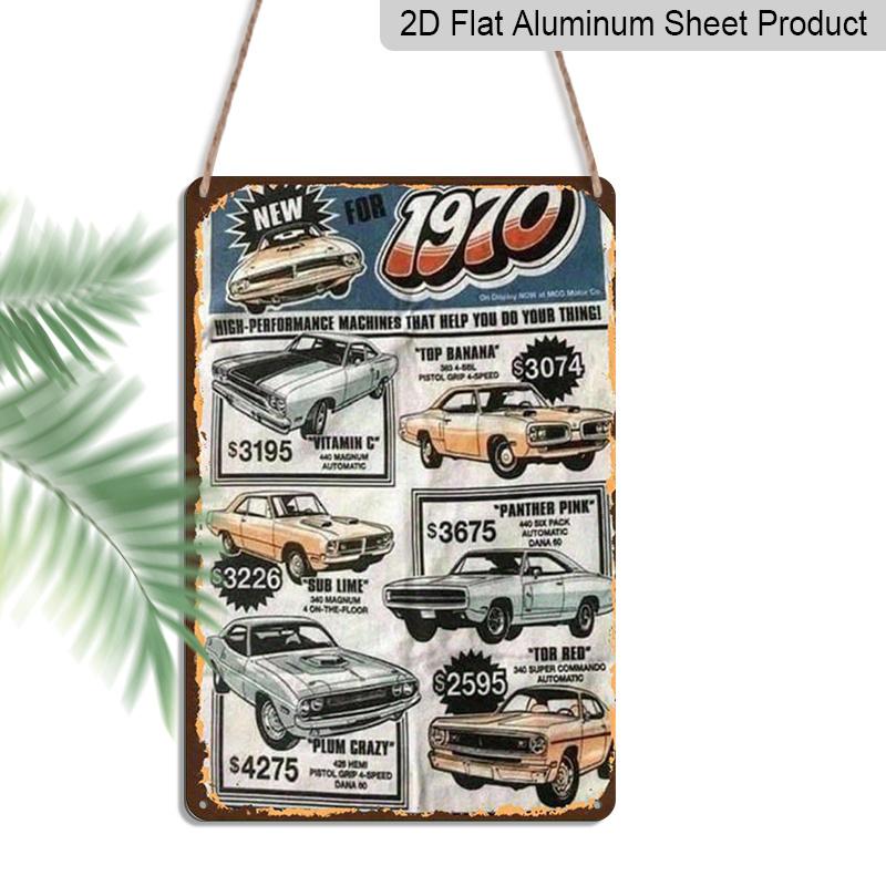 

2D Flat, 1pc 1970 High-Performance Muscle Car Metal Sign - Vintage 1970 Muscle Car with Bay & Badge - Aluminium Pre-Drilled Wall-Mountable Retro Cave 20*30cm