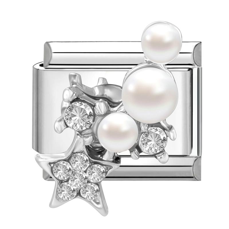 Fashion Cherry Flower Heart Star Dreamy Shiny Zircon Y2K Italian Charm Links Fit 9mm Bracelet Stainless Steel DIY Making Jewelry