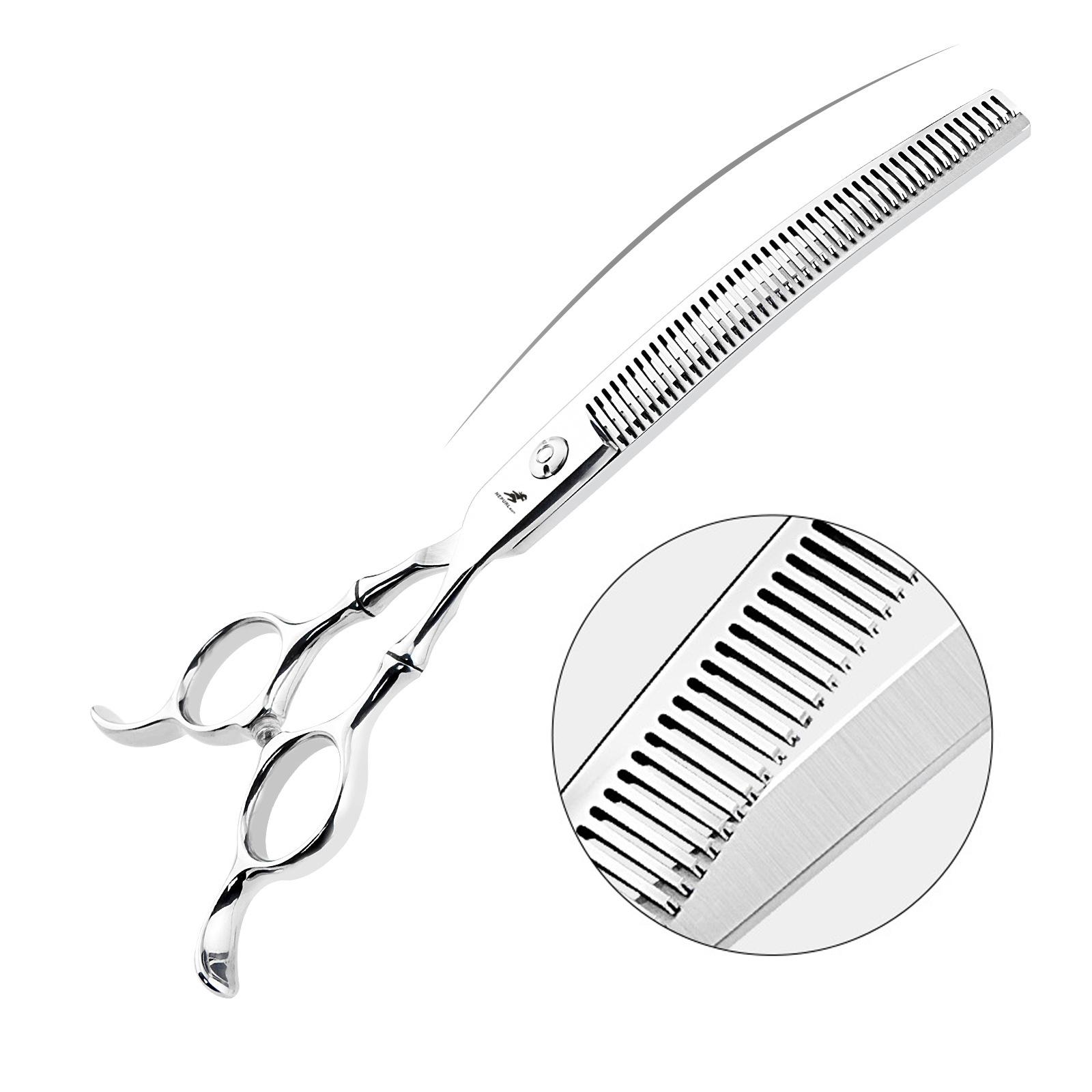 

Ножницы для стрижки собак, японские, нержавеющие, 7 8 , ножницы для домашних животных, изогнутые ножницы для собак, филировочные ножницы для грумера, сгибающиеся вниз Silver