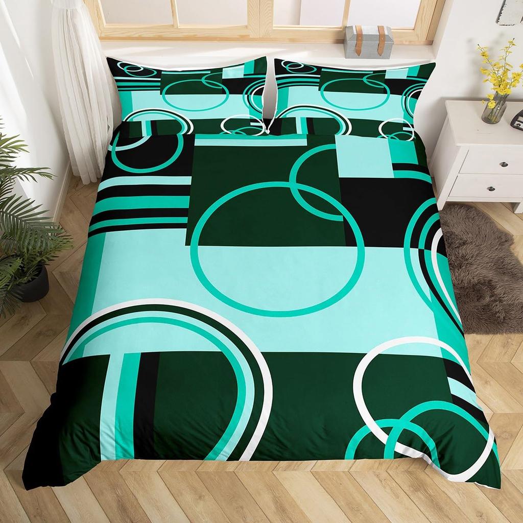 Comforter Geometry Swirls Spiral Twin King Abstract Circle Stripes Comforter Modern Graphic Geometric Plaid Bedding Set