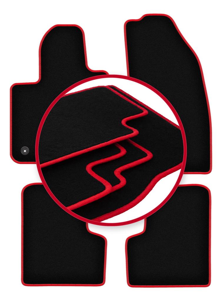 Velour floor mats with red edge for: Jeep Renegade SUV (2014-2019)