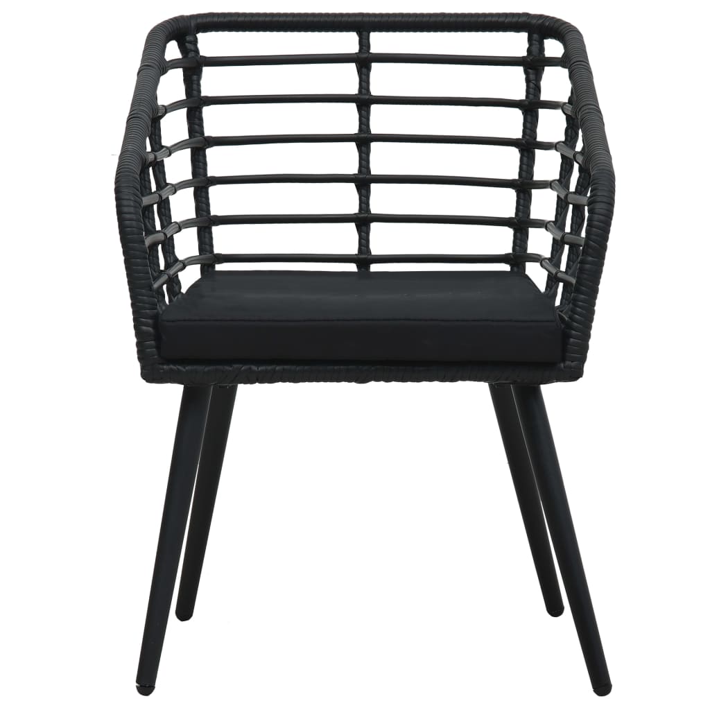 Garden Chairs 2 pcs with Cushions Poly Rattan Black