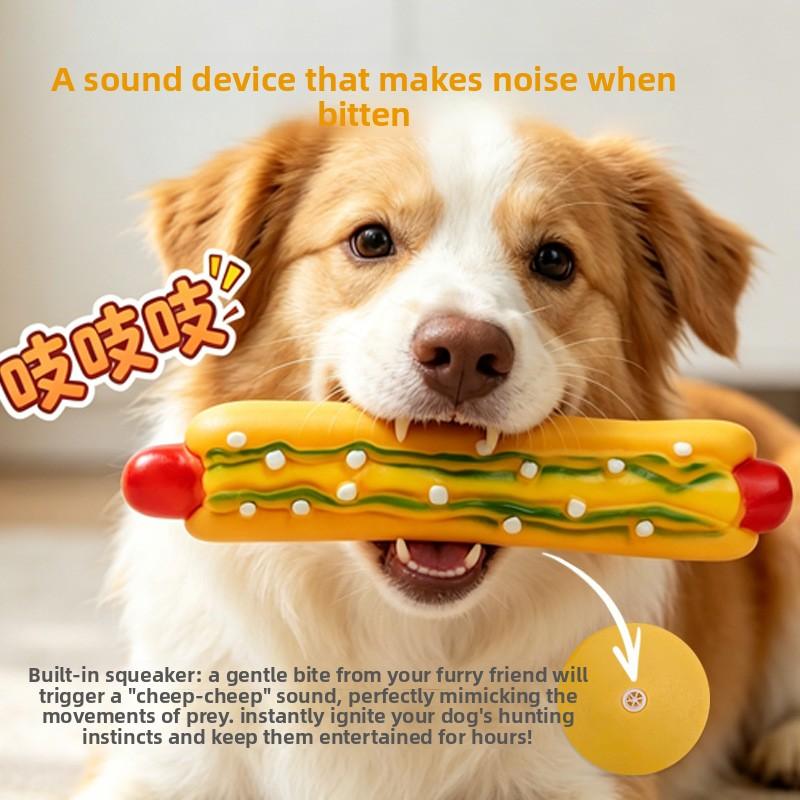 Nuovo Giocattolo per Animali - Giocattolo in Plastica Realistico Sovradimensionato Hot Dog Burger con Funzione Sonora per la Dentizione e l'Intrattenimento per Cani di Taglia Grande.