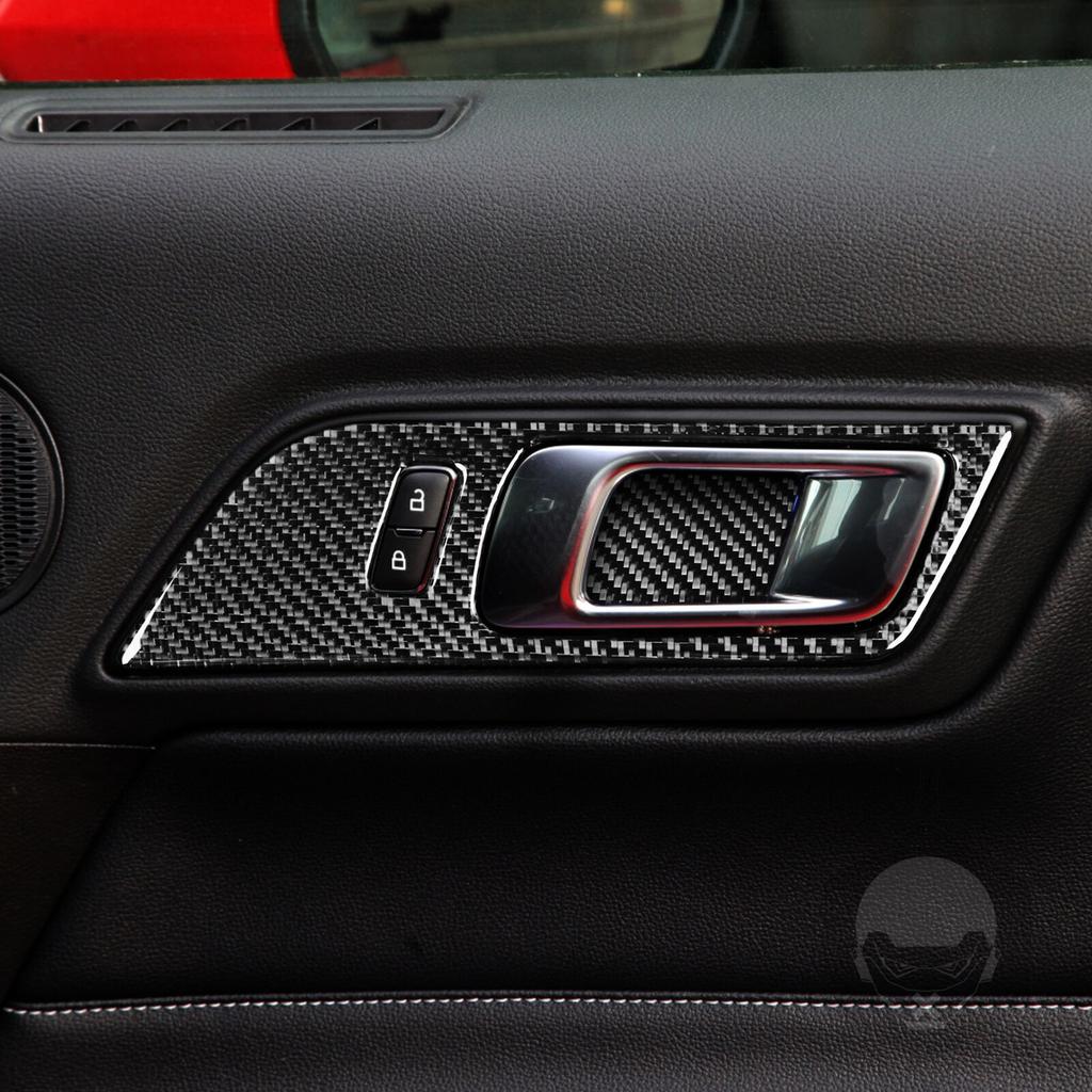 4Pcs Carbon Fiber Inner Door Lock Panel Frame Trim For Ford Mustang 2015-