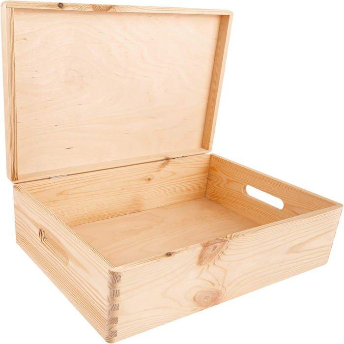 Coffret souvenir naissance en bois - Coffret de naissance fille - Coffre à souvenir - 40 x 30 x 14 cm - Motif Ours en peluche