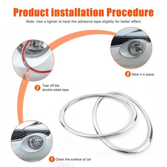 Silver Front Fog Light Trim Cover Ring for Nissan Juke 2014+
