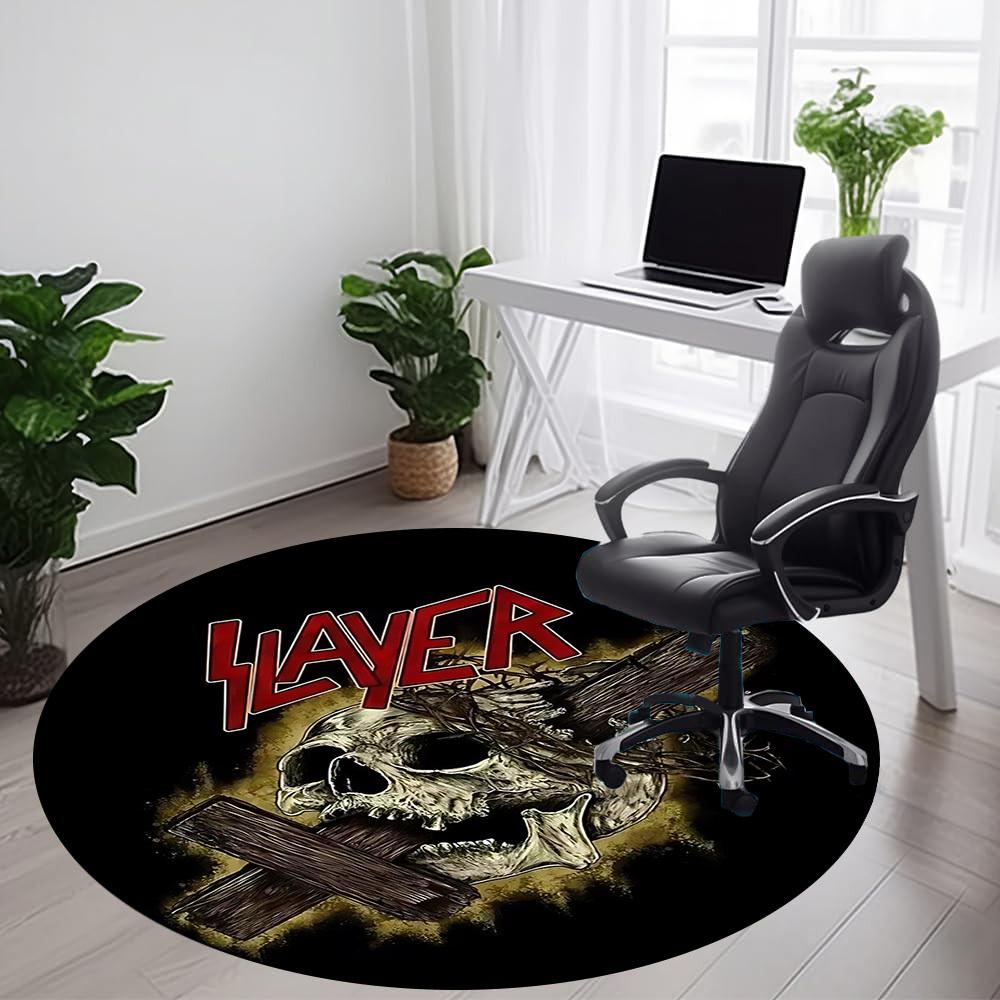 1PC Slayer Skull Office Round Area Rug, Indoor Mat Suitable For Office, Under Office Chairs Bedroom Living Room Home Decor DT1212105