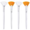 Professional Face Mask Brush Set, White and Orange Fan Applicators, Synthetic Bristles, 12.5cm Length, 4 Pack