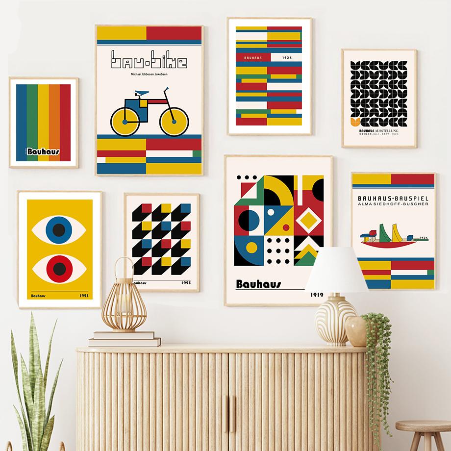 Bauhaus Lines Geometric Figure Wall Art Posters Prints Nordic Abstract Canvas Painting Hotel Bar Pictures For Living Room Decor