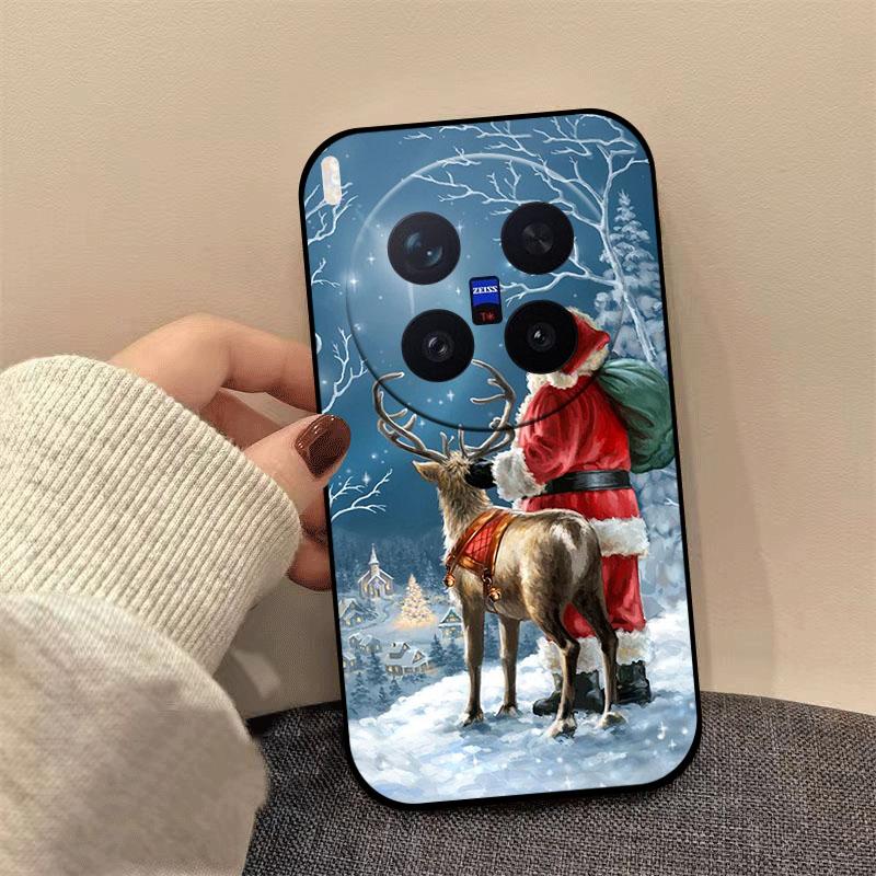 Christmas Painting Silicone Case For Vivo X300 X200 Ultra X200s X300 X100 X100s Pro Mini Soft TPU Shockproof Cover X200FE Fundas
