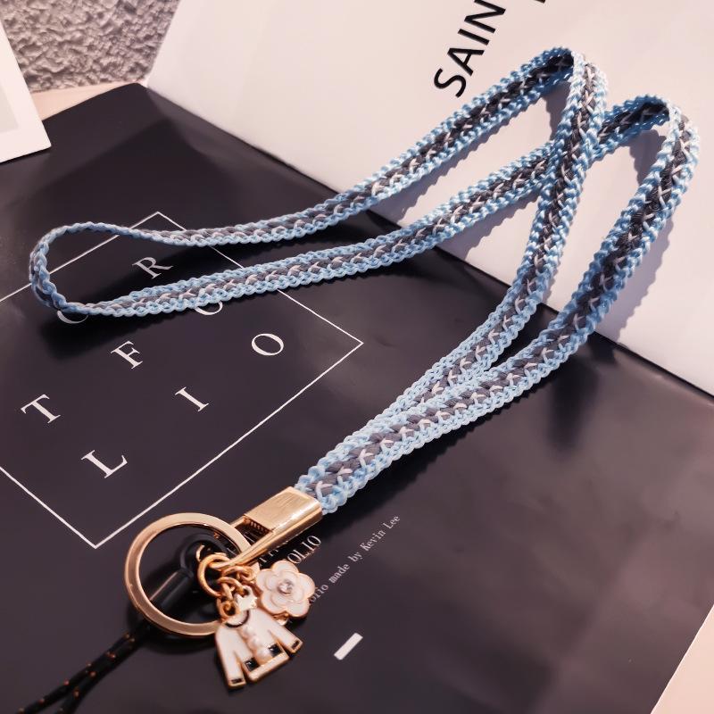 Mobile phone lanyard neck pendant women's hand-woven long non-neck pendant sling keychain anti-lost rope