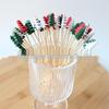Colorful Christmas Tree Bamboo Toothpicks: Pine Tree Fruit & Decoration Picks, Disposable Skewers