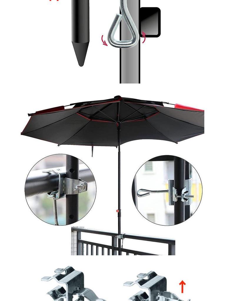 Outdoor Windproof Umbrella Clip Bracket for Patio, Beach, Balcony & Table