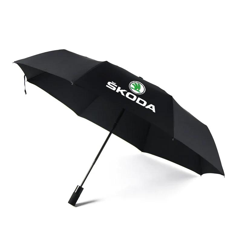

Car Sticker Car Logo Folding Umbrella Anti-UV Accessories For Skoda Octavia Superb Rapid Kodiaq Karoq Fabia Kamiq Enyaq Vision R