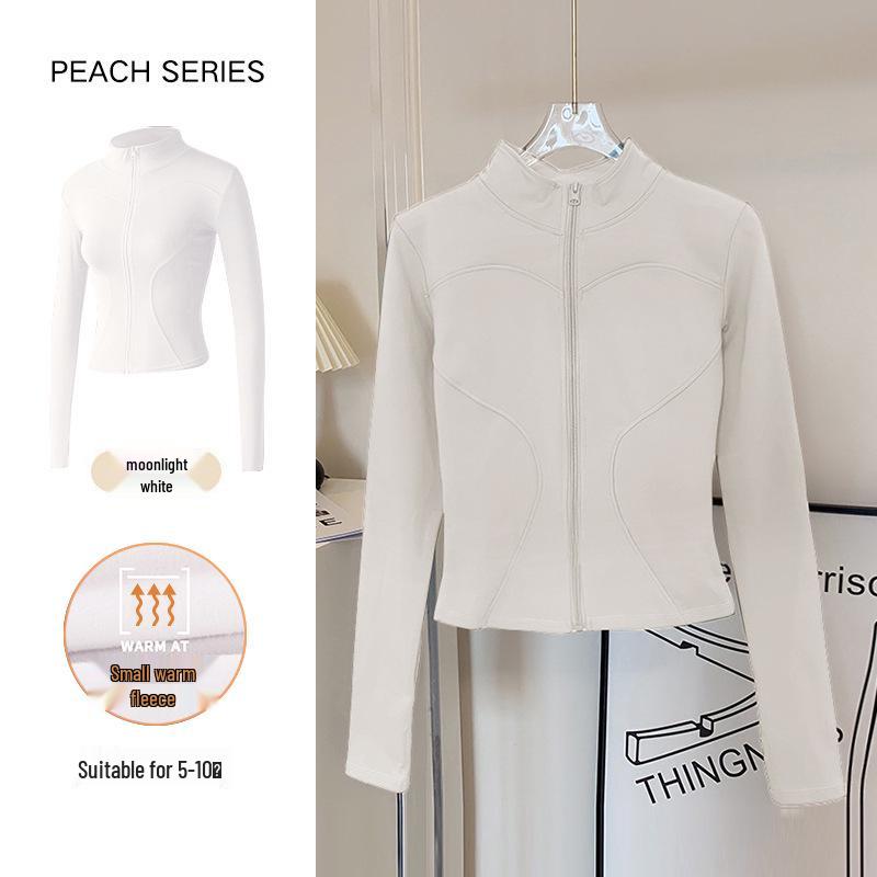 Women's Breathable Slim-Fit Sports Jacket: Autumn/Winter Yoga & Cycling Wear, Long Sleeve, Stand Collar, Plus Velvet.