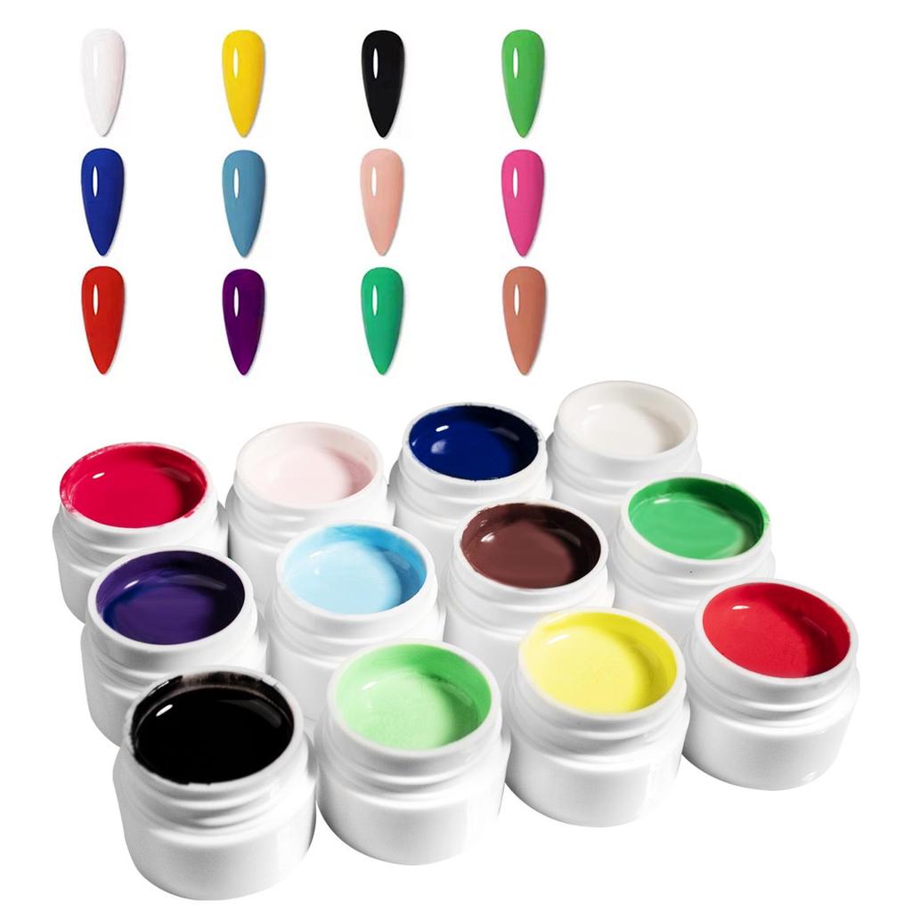 Nail Art Gel Set: 12 UV Colors for Painting, Drawing, and Solid Color Designs