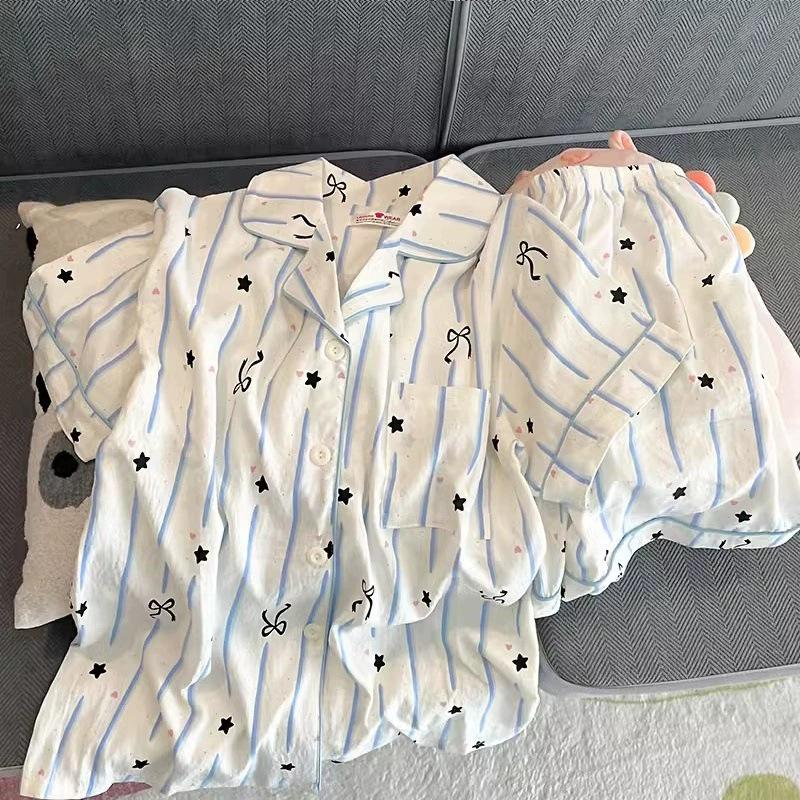 2025 Women's Summer Cloud Cotton Short Sleeve Pajama Set - Casual & Sweet