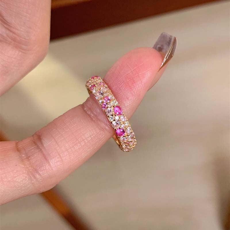 Luxury Shiny Zircon Rings For Women Girls Sweet Cute Metal Crystal Geometric Circular Finger Rings Wedding Jewelry Gifts