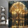 Luminous Golden Tree Pattern Bathroom Set with 12 Hooks - Decorative Home Accessories