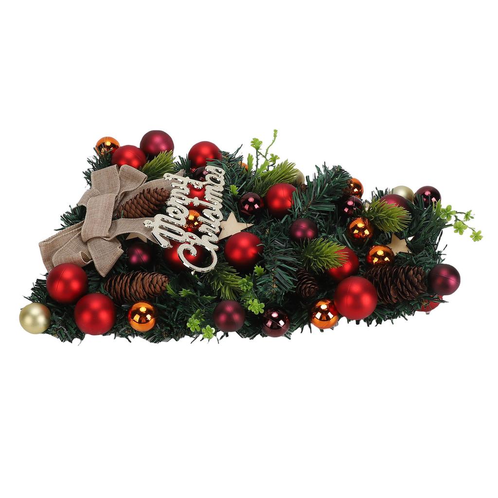 Xmas Swag Creative Artificial Spruce Xmas Teardrop Wreath with Pine Cones Balls Bow for Door Window Display Arrangement