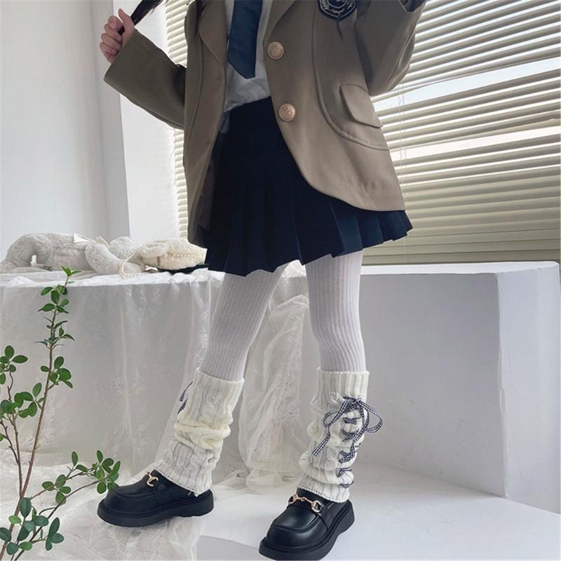 Fashion Leg Warmers for Little Girls Knee High Socks for Dress Toddler Slouchy Lace Up Bowknot Socks Thick Warm Leggings