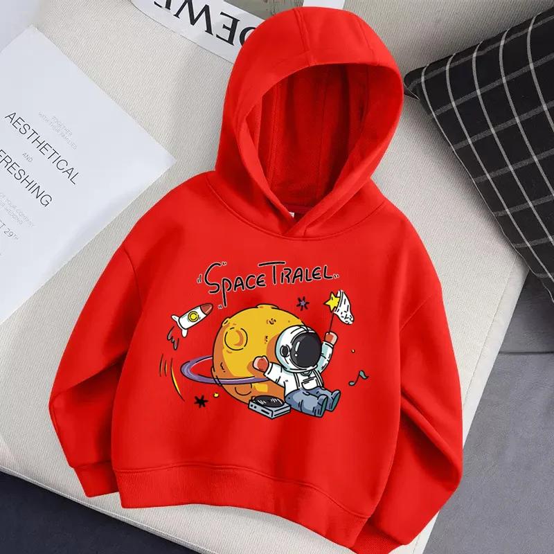 Children's Sweater Astronaut Cartoon Print Hoodie Girl Winter Clothing Long-sleeved Coat Children's Sweatshirt