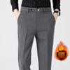 Light luxury winter velvet men's casual trousers thickened warm men's trousers small straight light business men's trousers