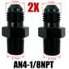 2X Flare Male AN4 AN6 AN8 AN10 AN12 To 1/4NPT 1/8NPT 3/8NPT 3/4 NPT Thread Straight Fittings Fuel Oil Cooler Hose Pipe Adapter