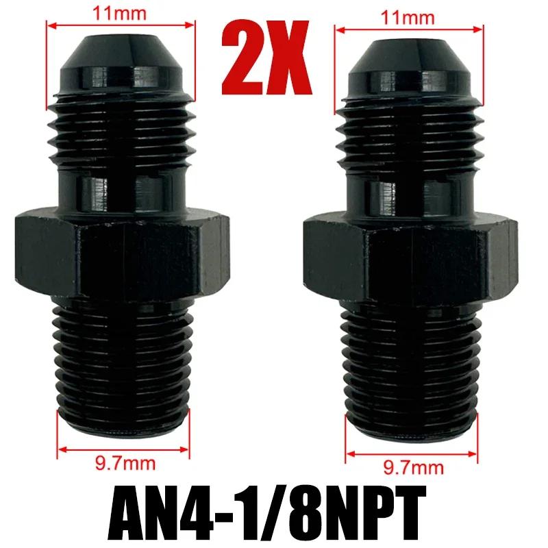 2X Flare Male AN4 AN6 AN8 AN10 AN12 To 1/4NPT 1/8NPT 3/8NPT 3/4 NPT Thread Straight Fittings Fuel Oil Cooler Hose Pipe Adapter