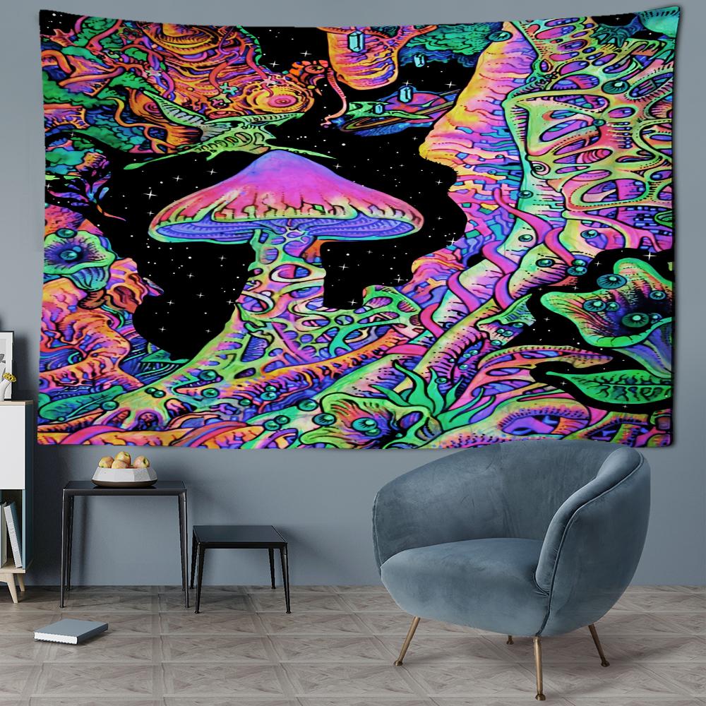 Nacht Himmel Pilz Wandteppich Hängen Böhmischen Stil Hippie Tapies Künstler Haus Dekor Hintergrund Tuch