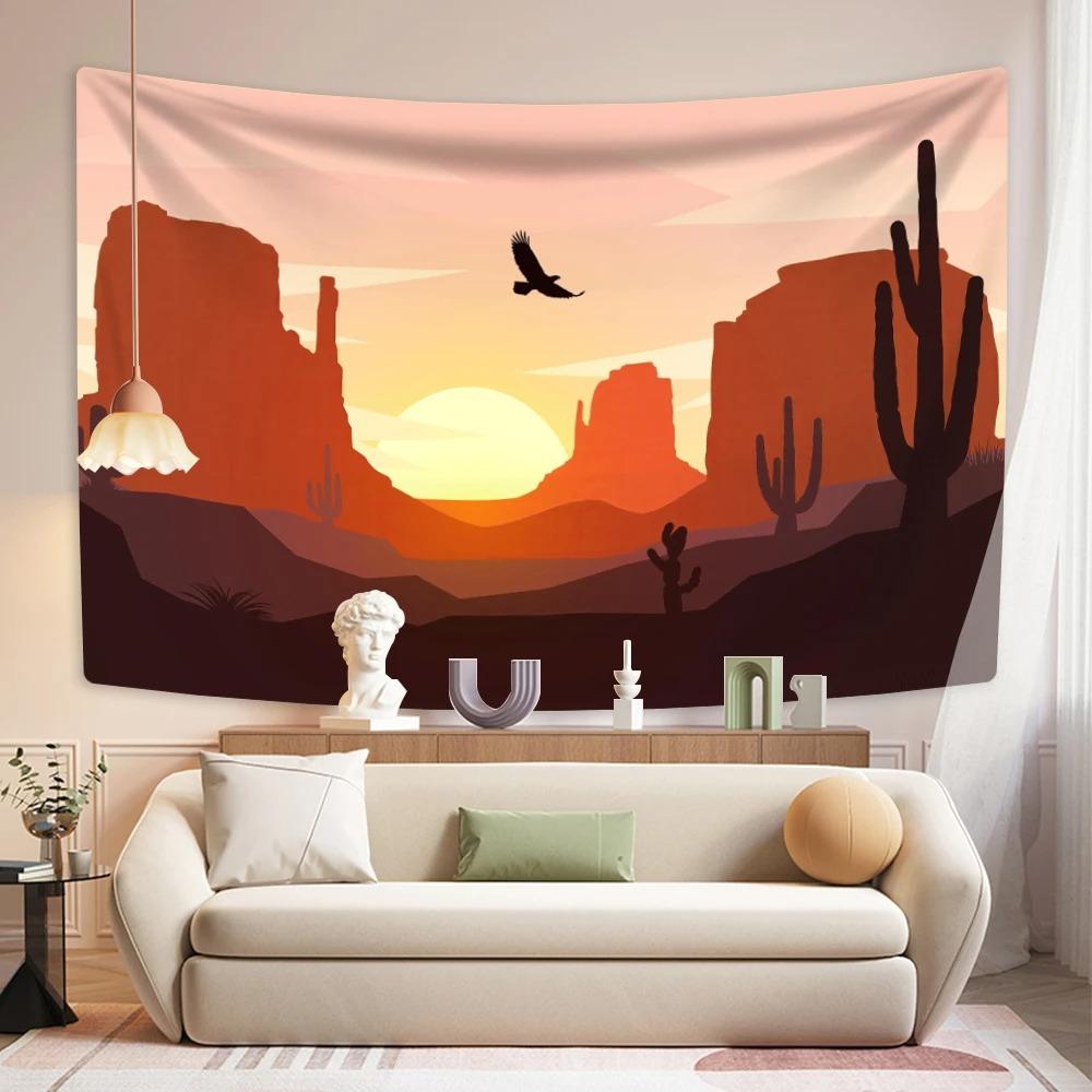 Simple Illustration Style Sunset Pattern Tapestry Bedroom Living Room Tapestry Home Wall Decoration Tapestry
