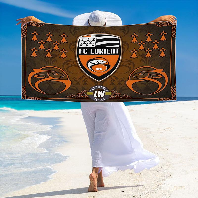 FC Lorient Print Beach Towel, Large Soft Quick Dry Towel for Beach Camping Swimming