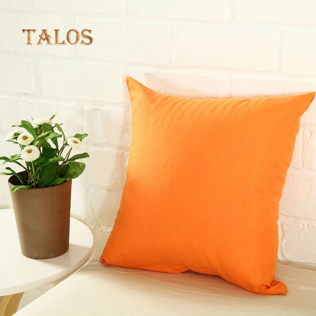 Обычная однотонная наволочка для домашнего дивана, льняная хлопковая квадратная наволочка, украшение