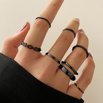 7 Stück/Set Damen Fingerring Exquisit Einfache Kette Glatte Knöchelring-Set für Geschenk