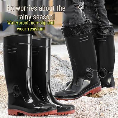 Botas de Chuva Masculinas Impermeáveis Antiderrapantes de Cano Alto, Solado Grosso e Resistentes ao Desgaste para Pesca, Trabalho e Mineração.