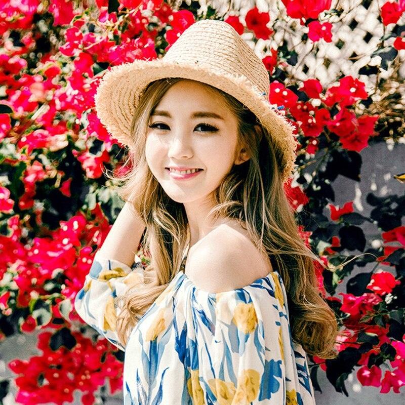 Chapeaux de plage pour femme Tassel de couleur Été Paille Extérieur Chapeaux de soleil pour femme Chapeau Chapeau d'été