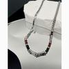 Geometric Beaded Agate Necklace With Steel Chain For Women And Men