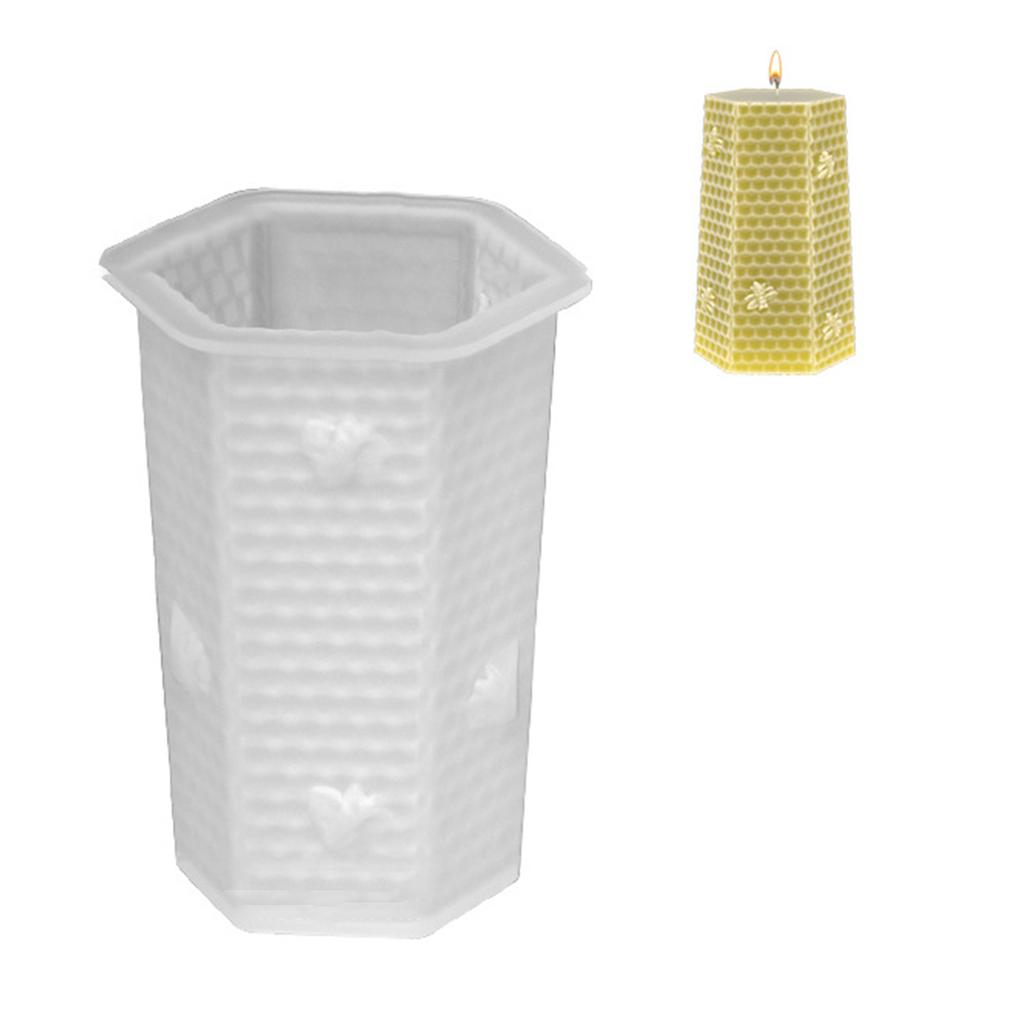 Geometric Honeycomb Candle Silicone Mold Square Beehives Soap Resin Plaster Mold Cylinder Cake Chocolate Making Decor