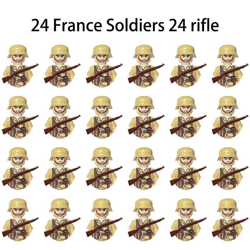 Non-Toxic 24Pcs Military Figure Ww2 Military Product Soldier Figure Building Blocks Children'S Holiday Gift Toys Gifts Funny