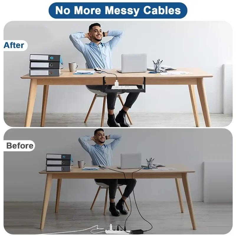 New Undertable Storage Rack Computer Desk Wire Organizer Without Perforated Metal Cable Tray Kitchen Storage Accessories
