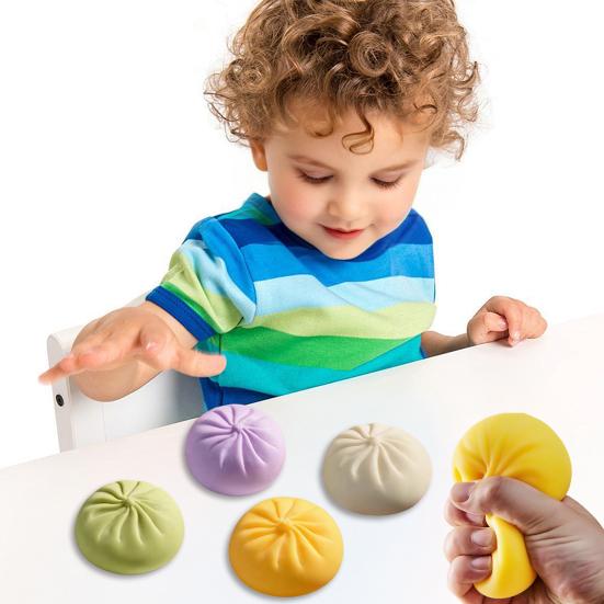 Simulations-Dampfbrötchen-Quetschspielzeug mit Dampfgarer Stress- und Angstlöser Gefülltes Brötchen Sensorisches Spielzeug Weiches TPR Beruhigendes Chinesisches Frühstück Fidget Toy