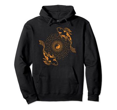Funny and Cool Koi Carp Pair Graphic Hoodie for Fishing Enthusiasts